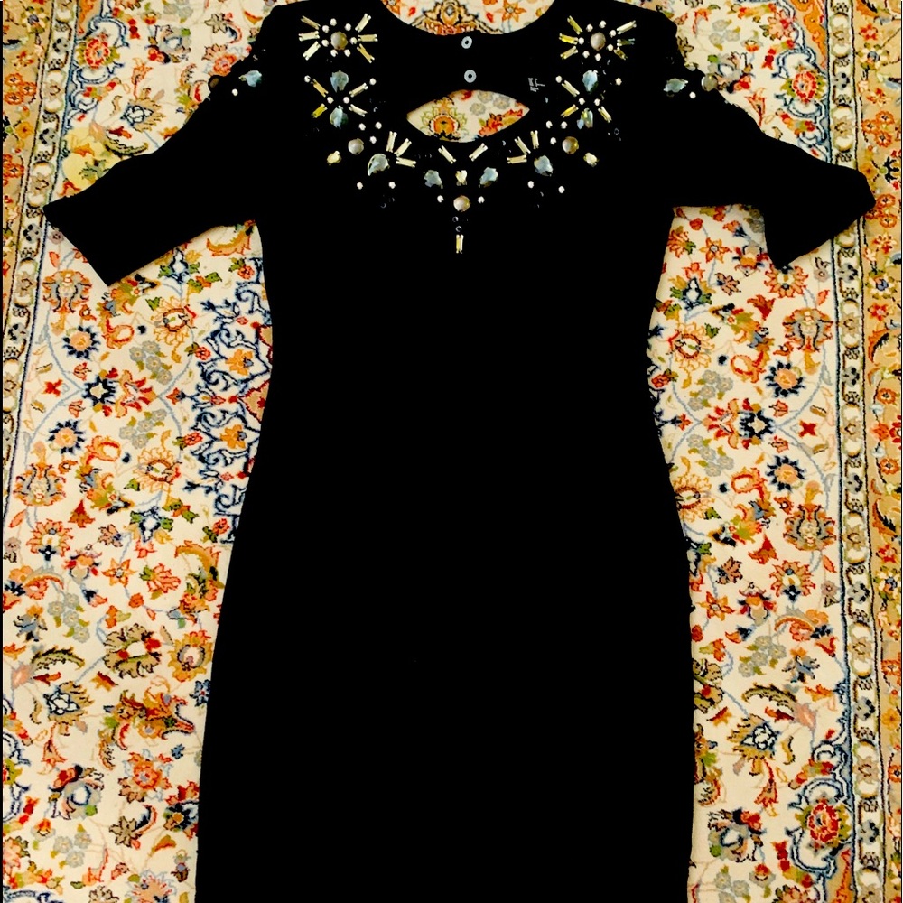 H&M Black Mini Dress with Rhinestones